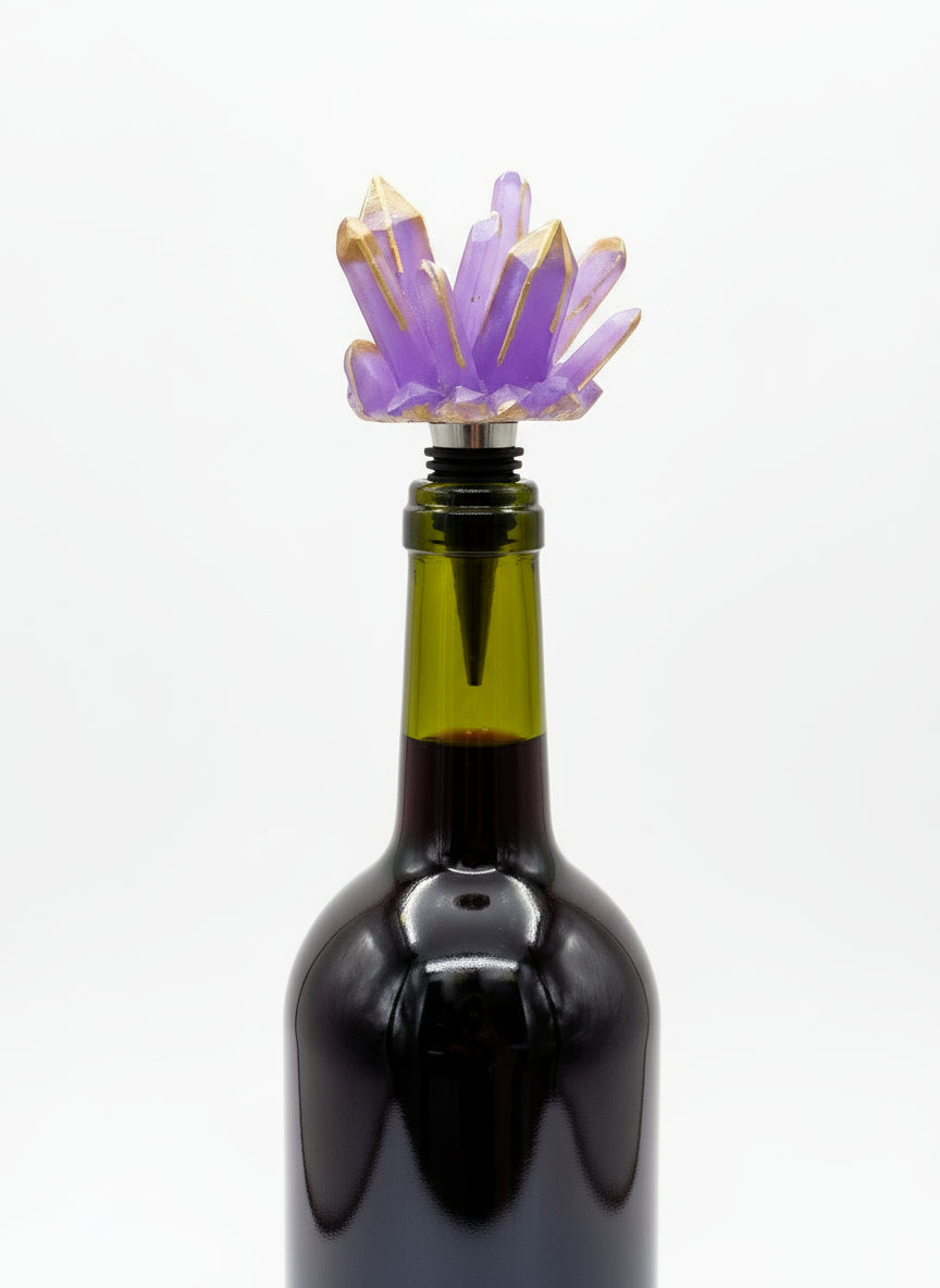 TABUA DE CHARCUTARIA COM AMETISTA E STTOPER DE VINHO