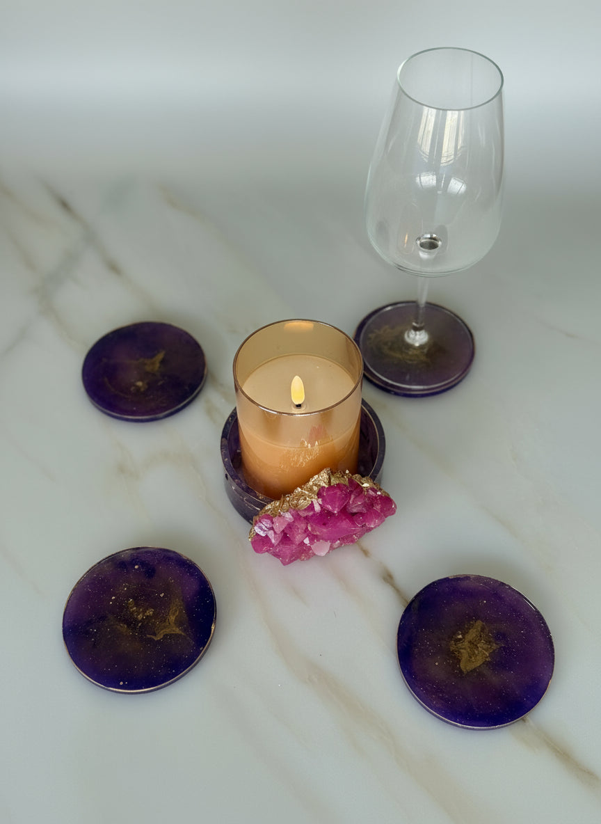 CONJUNTO PORTA COPOS INSPIRADOS NA AMETISTA💜