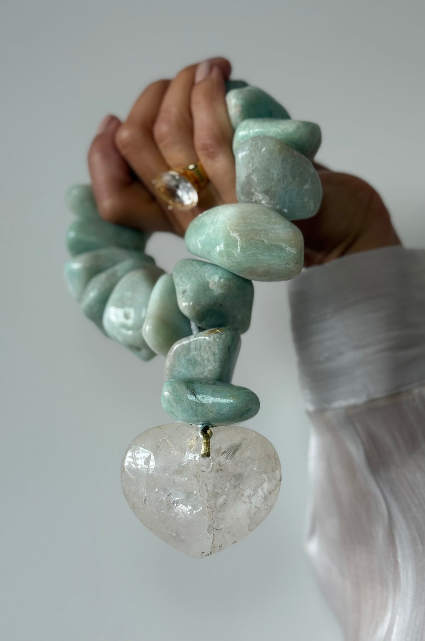 MINI PORTAL AMAZONITA COM CORAÇÃO DE QUARTZO💚🤍 ✨