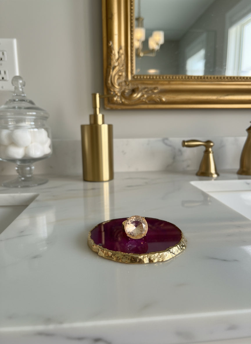 PORTA COPOS/JOIA ÁGATA ROSA