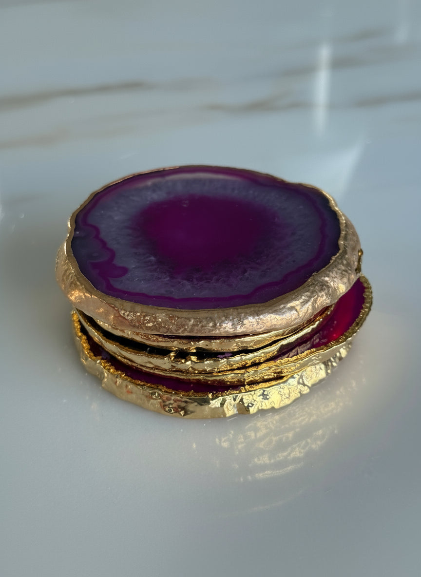 PORTA COPOS/JOIA ÁGATA ROSA