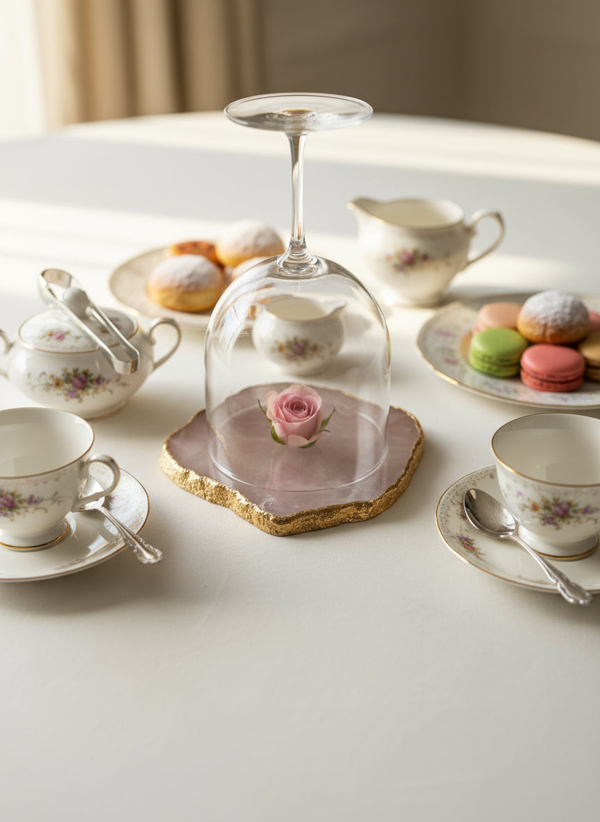 PORTA COPOS/JOIA QUARTZO ROSA