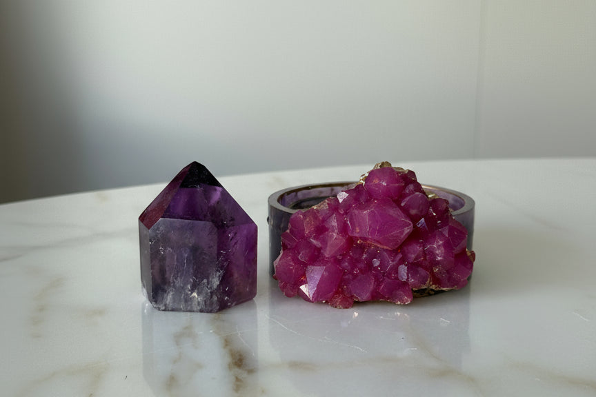 CONJUNTO PORTA COPOS INSPIRADOS NA AMETISTA💜