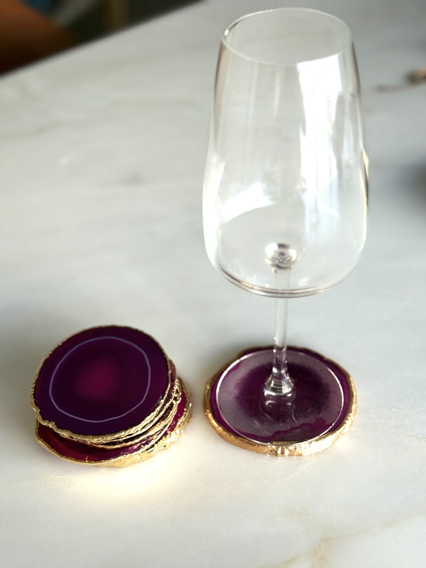 PORTA COPOS/JOIA ÁGATA ROSA