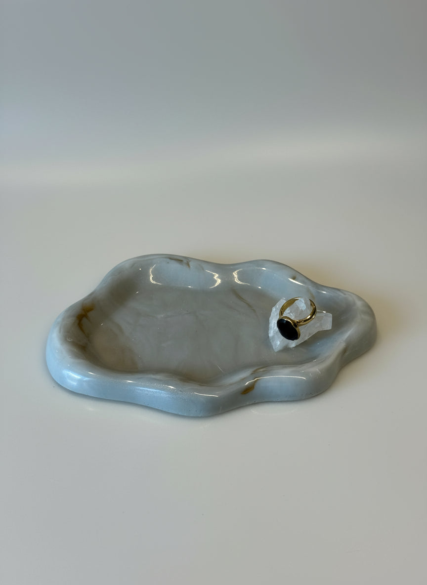 MINI BANDEJA CINZENTA COM MINI DRUSA DE CRISTAL