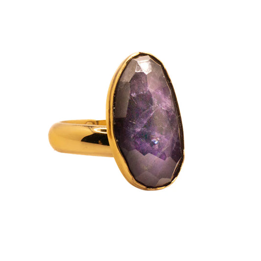 ANEL DE AMETISTA FACETADA