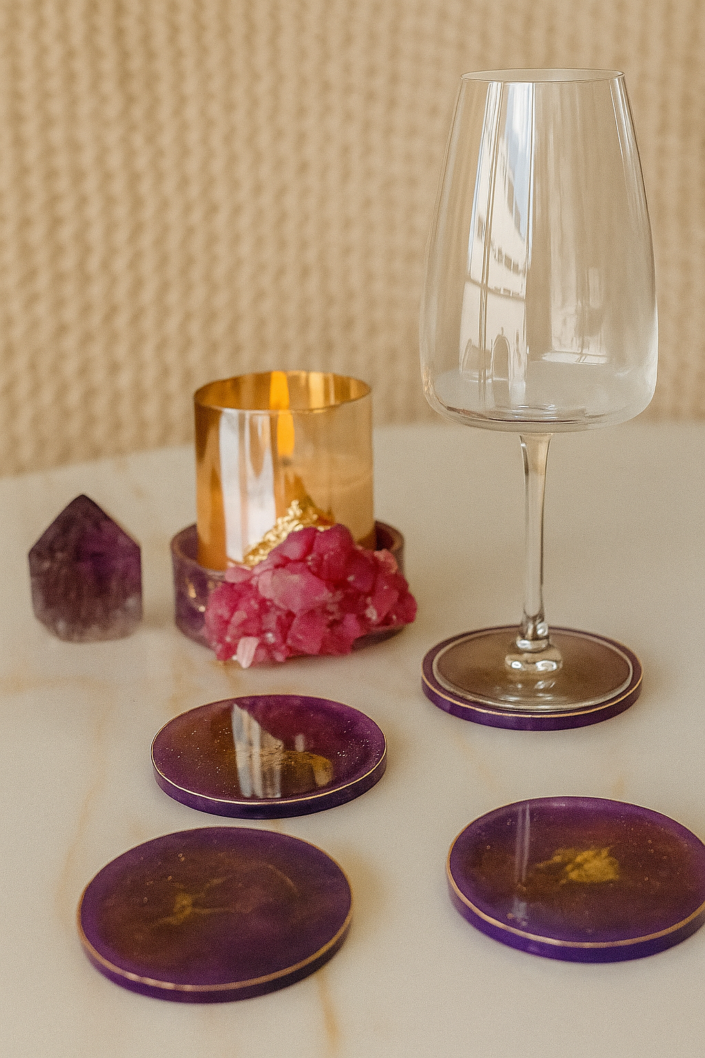 CONJUNTO PORTA COPOS INSPIRADOS NA AMETISTA💜