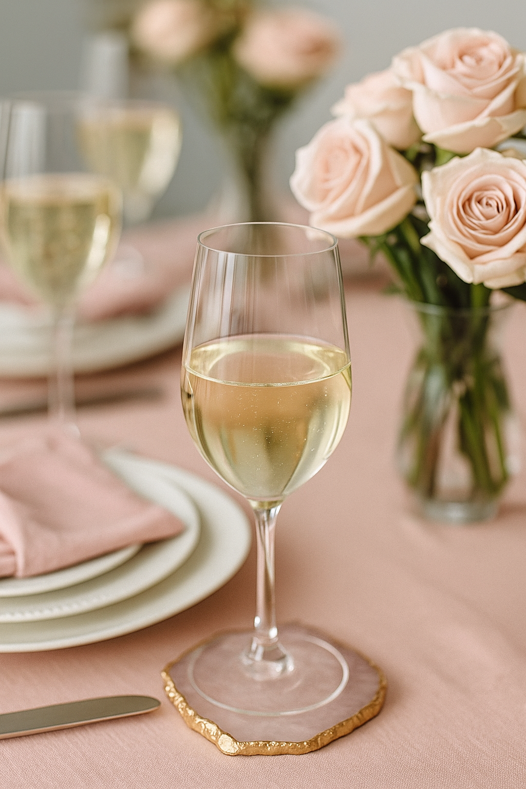 PORTA COPOS/JOIA QUARTZO ROSA