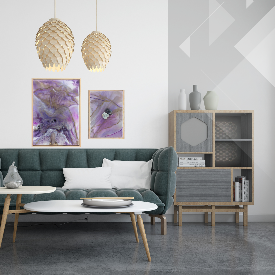 CONJUNTO QUADRO BEIJOS DE LAVANDA