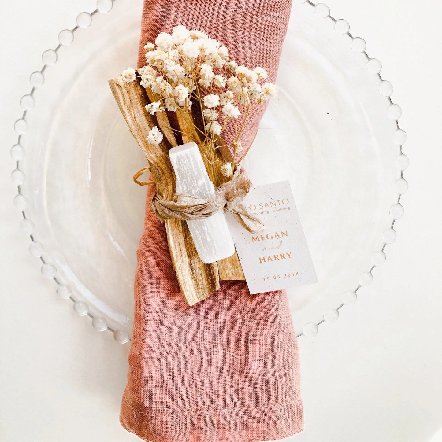 LEMBRANCINHAS PERSONALIZADAS- CONJUNTO DE INCENSO COM SELENITE